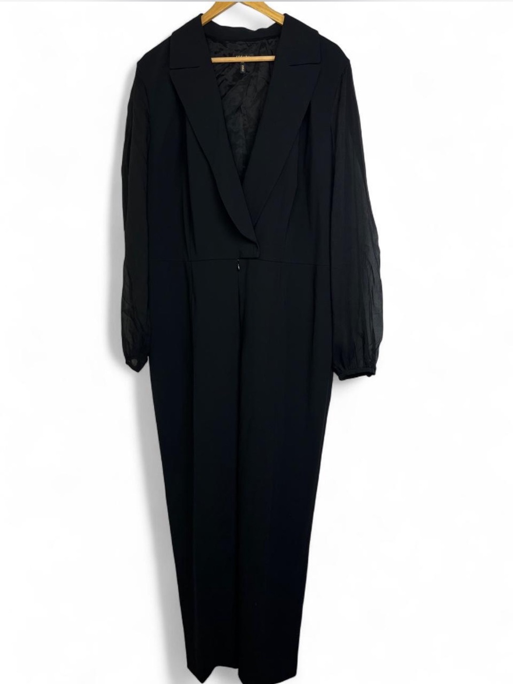 ESCADA Black jumpsuit with sheer sleeves and a tailored fit, size 44